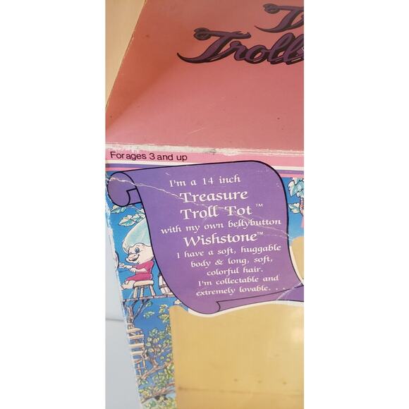 1991 Treasure Troll Tot 14" Doll Bellybutton Wishstone Vintage Cow Outfit - Picture 10 of 16